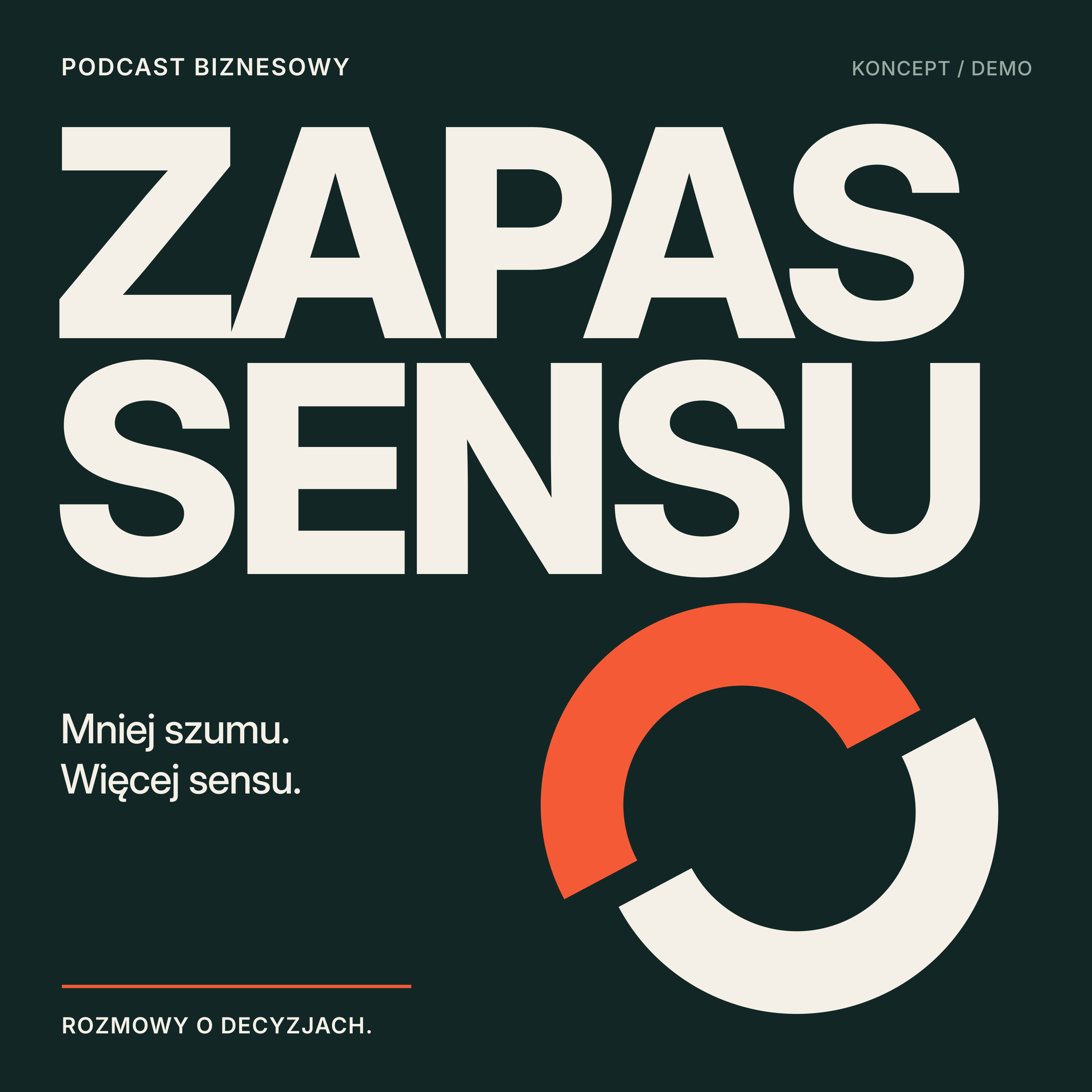 Okładka fikcyjnego podcastu ZAPAS SENSU